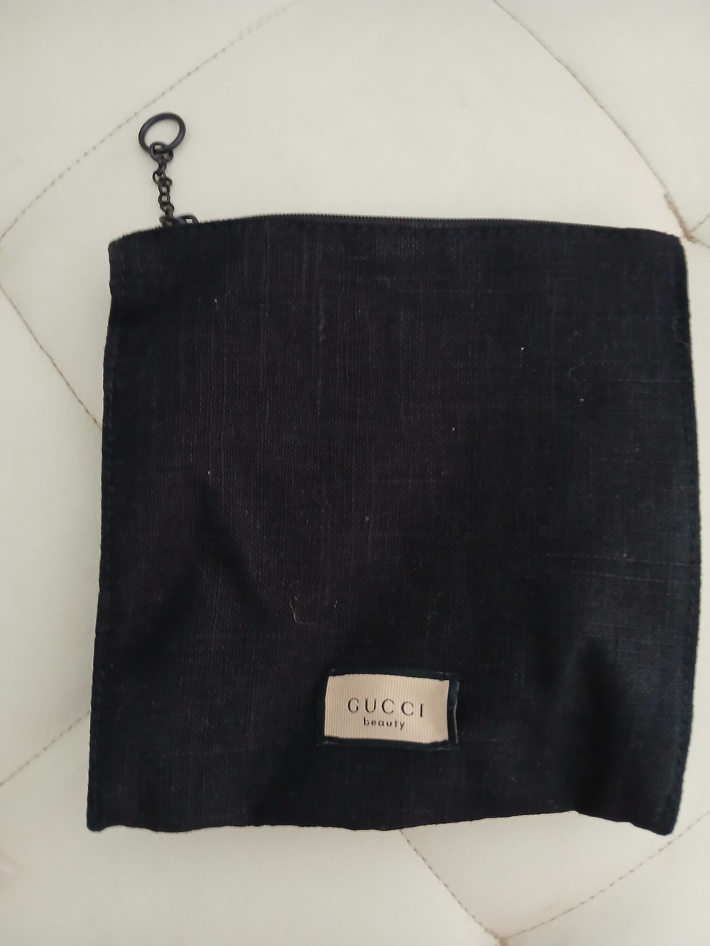 Gucci Black Cosmetic Pouch with Cream Label